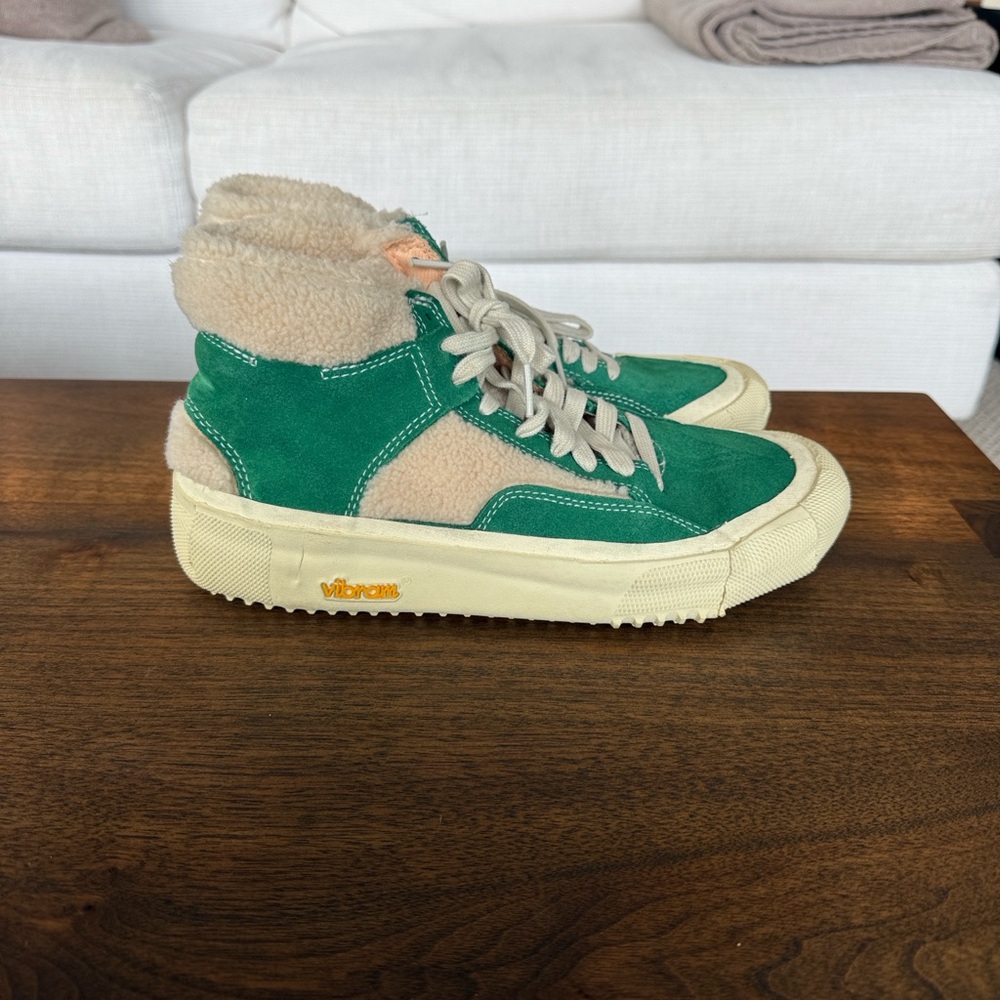 BRANDBLACK Green and Beige High-Top Sneakers with Vibram Sole